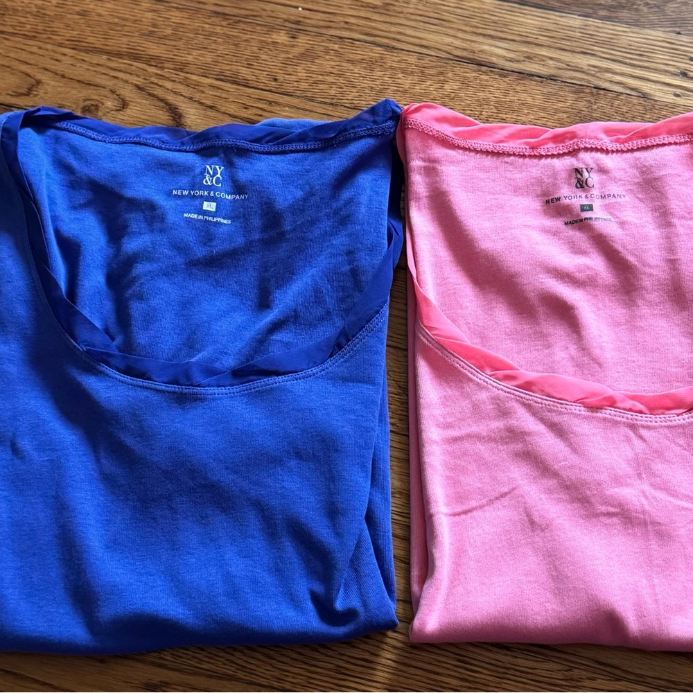 New York & Company Vibrant Blue and Pink Tees 2 shirts never worn
